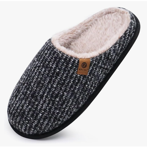 ONCAI Mens Cozy Memory Foam Scuff Slippers Slip On Warm House Shoes Indoor/Outdoor with Best Arch Support Size 44
