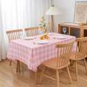 Pink and White Gingham Buffalo Check Checkered Tablecloth - 60" X 102" Rectangle Tablecloth Oblong Polyester Pink Plaid Table Cover Reusable Water Resistant for Spring Valentine Holiday Picnic Dinner