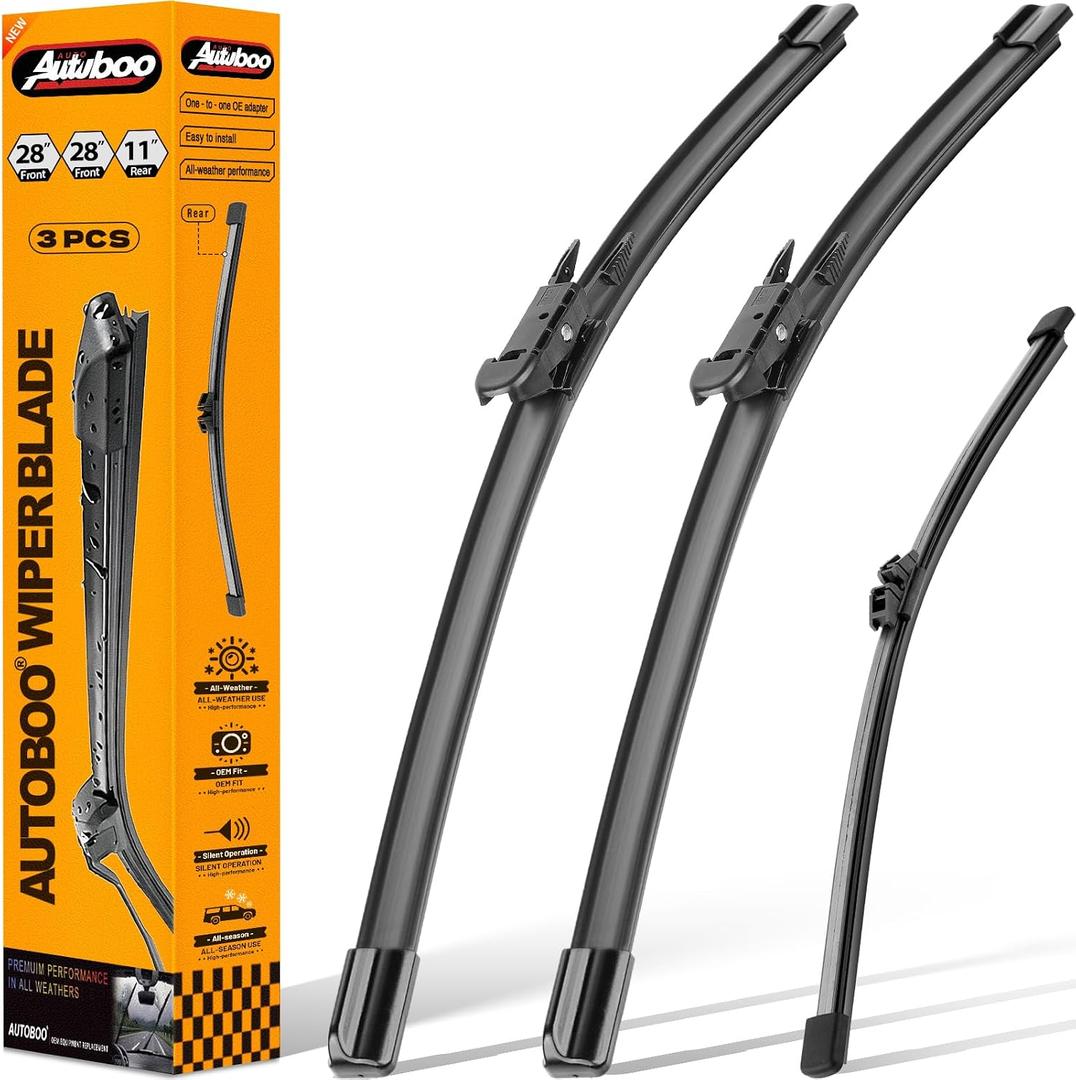 AUTOBOO 28"+28" Windshield Wipers with 11" Rear Wiper Blade Replacement for Ford Escape 2013-2019 -Original Factory Quality (Pack of 3)