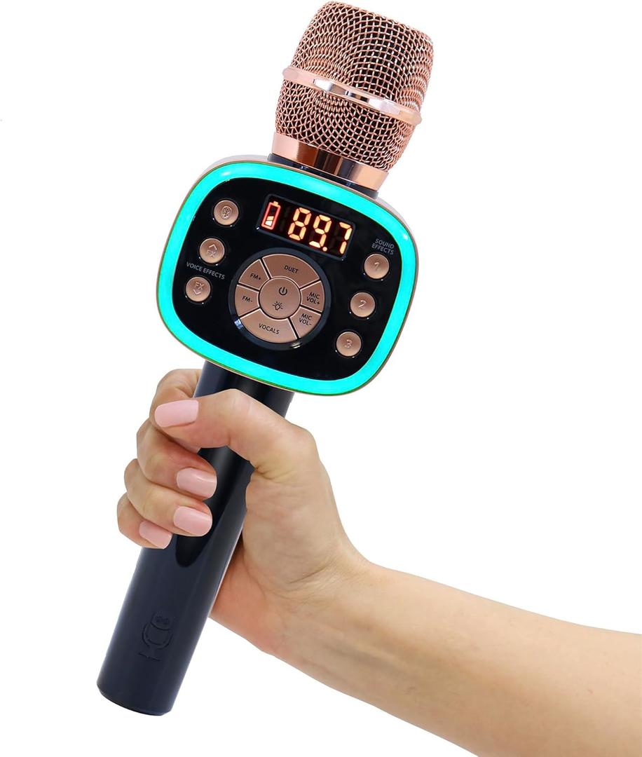 Carpool Karaoke Machine for Kids & Adults, Carpool Karaoke The Mic 2.0 - Wireless & Bluetooth Karaoke Microphone with Voice Changing Sound Effects as White Elephant Gift - Rose Gold (1)