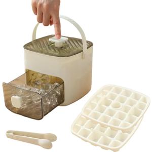 Ice Cube Tray with Lid and Bin, Ice Trays for Freezer, Flexible Ice Cube Trays,2 Pack for Freezer, 48 Pcs Ice Cube Mold with Ice Scoop for Personal Use in Whiskey, Cocktail, Coffee and DIY(White)