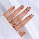 Brown Cat Eye Press on Nails Short - Soft Gel Press on Nails Square for Women Gift, Glossy Glue on Nails in 16 Sizes - 32 Reusable Fake Nails Kit with Glue, Cat Eye Light Brown