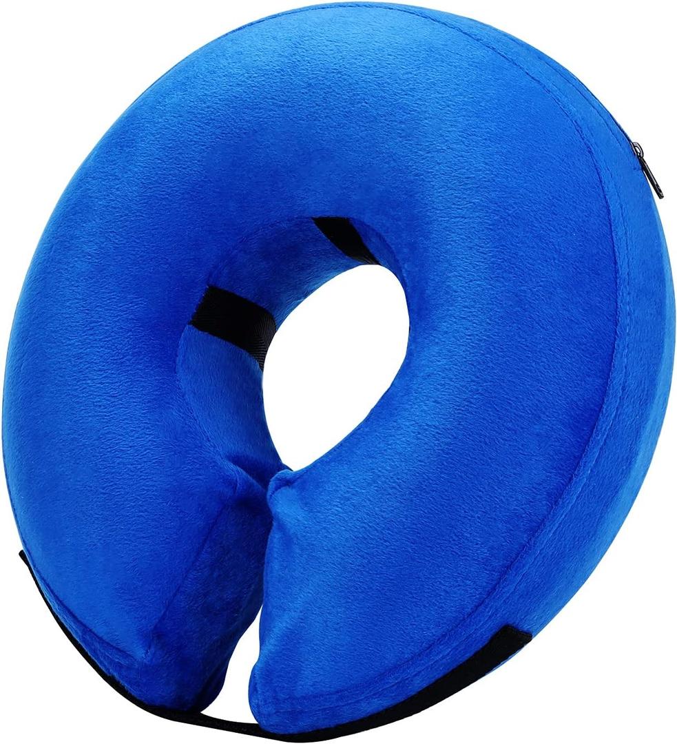 Katoggy Inflatable Dog Cone Collar for After Surgery, Doggie Neck Blow up Donut Recovery ECollar, Soft Adjustable Dog Cone for Small Medium Large Dogs and Cats (Blue, Medium (Neck: 11"-15"))