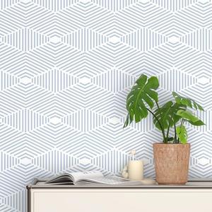 Mix of 6 Wallpaper Peel and Stick Wallpaper Boho Modern Striped Contact Paper for Cabinets Self Adhesive Removable Wall Paper for Bedroom Blue and White Wallpapers for Bathroom Home Decorate