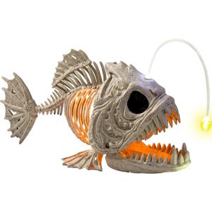 JOYIN Halloween Skeleton Lantern Fish with LED Eye Plastic Bones for Halloween Decoration Party Photo Prop, Graveyard Decor, Indoor Outdoor Spooky Scene(10.2 *5.5 *3)