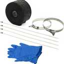 DOBTIM Fireproof Pipe Wrap Insulation 2" Wide X 16' Long, Fiberglass Heat Shield Tape Pipe Webbing for Stove Flue Protector with 2 Clamps, Black