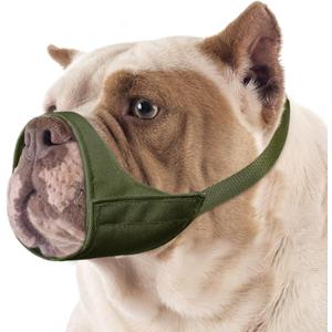 Mayerzon Short Snout Dog Muzzle, Small Muzzle for Chihuahua Shih Tzu American Bully Boxer Puppy, Soft Fabric Mouth Cover for Grooming Vet Visits, Prevent Biting Chewing Fighting (M [Snout Cir: 8.5-9.5"])