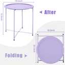 Garden 4 you End Table Metal Side Table Purple Round Folding Tray Cyan Sofa Small Accent Fold-able Table, Round End Table Tray, Next to Sofa Table, Snack Table for Living Room and Bed Room, Purple