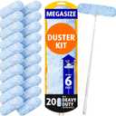 6 ft Extendable Duster Handle with 20 Refills, Compatible with Swiffer, Disposable Microfiber Dusting Pads for Home Cleaning, Ceiling, Fan, Window, Hard-to-Reach Areas (20 Count+ 1 Extended Handle)