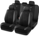 Skechers Air-Cooled Memory Foam Seat Covers,Mesh Thick Car Seat Covers,Piping Leather Car Seat Cover,Airbag Compatible,Automotive Comfort for Most Cars, Vans, Trucks, SUV(Black, Full Set)