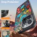 Goodon for iPhone 15 Pro Max Case with Privacy Screen Protector, Compatible with Magsafe, Translucent Matte Cover - Cute Floral Design Phone Case for Women and Girls - Colorful Flower Garden