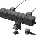 CCCEI Desk Outlet Station 20W USB C Port. 12 Outlet Desktop Clamp Power Strip Surge Protector 4800J with Switch. Nightstand Office Standing Desk Accessories, Fit Thicker Table Edge or Screw Mount, 6FT
