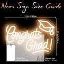 Congrats Grad Neon Sign with Graduation Cap, 16*11In Warm White Grad Light Up Led Sign for Class of 2026 Graduation Party Decorations Prom Celebration Gifts Kindergarten High School College Wall Decor, 16in x 11in