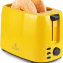 iSiLER 2 Slice Toaster with 1.3 Inches Wide Slot, 7 Browning Settings, Double Side Baking, Removable Crumb Tray, Defrost Reheat Cancel Function, Yellow
