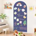 Arch Magnetic Wall Decal 39.3x17.5 Inch Magnetic Chalk Board Sticker Magnet Chalkboard for Wall Peel and Stick Self Adhesive Blackboard Multifunctional for Playroom Home Office (Dusty Blue)