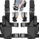 Drop Leg Holster - Left Hand & Right Hand Adjustable Universal Waterproof Pistol/Gun Drop Puttee Leg Thigh Holster Pouch Holder (Left + Right) (Black)