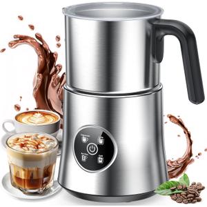 Milk Frother and Steamer,Warm and Cold Foam Frother, 304 Stainless Steel Jug (Brown)