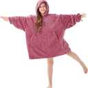 Aemicion Wearable Blanket Hoodie for Kids Super Soft Warm Oversized Hooded Blanket Sweatshirt Hoodie Blanket for Girls Pink