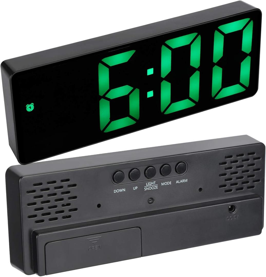 Digital Alarm Clock, Digital Wall Clock Large Number Display Electronic Clock LED Display Digital Mirror Alarm Clocks Mirror Clock for Bedroom Office Travel