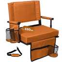 Extra Wide Bleacher Seat w/ Back & Cushion, Stadium Seat w/ Support -Orange