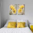 Yellow and Gray Flowers Canvas Wall Art Tulip Picture Prints Artwork Modern Floral Wall Decor for Living Room Bedroom Bathroom Decor Plant Painting Framed 2 Pieces, 16"W x 24"H inch x 2 pc