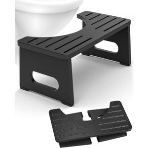 Yose Toilet Stool Foldable, 7 Inch Poop Stool for Bathroom, Toilet Stool Squat Adult, Thickened Bamboo Potty Stool with 400lb Support & Non-Slip Pads, for Better Bowel Health
