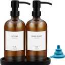 Dish Soap Dispenser Set with Stainless Steel Pump, Kitchen Soap Dispenser Set, Glass Matte Hand and Dish Soap Dispenser Set with Plaster Board Tray for Kitchen Decor-Style A
