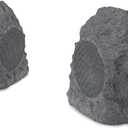 iLive Electronics Outdoor Rock Speaker Pair - Wireless Waterproof Bluetooth Speakers for Patio, Garden, Built for All Seasons with Rechargeable Battery (ISBW422G), Gray