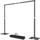 EMART Pipe and Drape Stand Kit 10x10ft, Heavy Duty Photo Backdrop Frame with Metal Steel Flat Base, DIY Adjustable Background Decoration Poles for Photography, Wedding, Parties, Event - Black