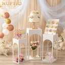 NUPTIO White Pedestal Stand for Party, Heavy Duty, 29.5"/25.6"/21.7" Tall