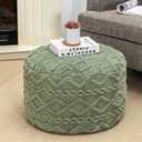 Poofieotto Round Pouf Ottoman Stuffed 20x12 Inches Floor Pouf Chair for Living Room Bedroom Modern Foam Pouf Ottoman Foot Rest for Couch Home Decor Pouffe Sage Green