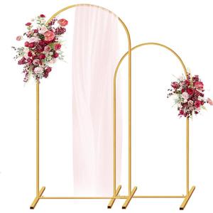 Metal Arch Backdrop Stand, 7.2FT+6FT Wedding Arch Frame, Gold Wedding Arch Backdrop Stand Set of 2, Balloon Arch Backdrop for Wedding Birthday Party Baby Shower Graduation Ceremony Decor