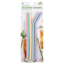 Biosmart 6 Reusable Silicone Straws W/Cleaning Brush Biosmart 6 Reusable Silicone Straws W/Cleaning Brush
