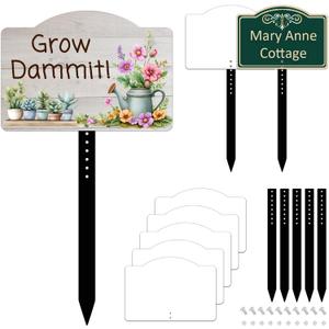 Leafcraft 5 Pack 10inch Sublimation Yard Sign Blanks with Stake, Custom Aluminum Double Side Printable Metal Garden Ground Sign Stake, Indoor Outdoor Decor for Heat Press, DIY Craft (Rectangular Arch)