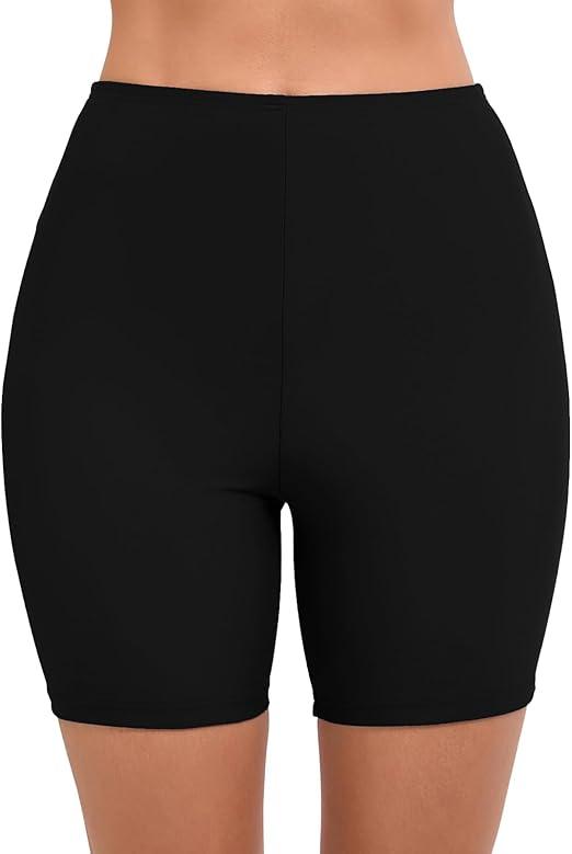 JOYBIK Women's 5" Plus Size High Waisted Boyshort Swim Board Shorts Swimsuits Bottoms Colorful Leopard, Black 2X, Pack of 2