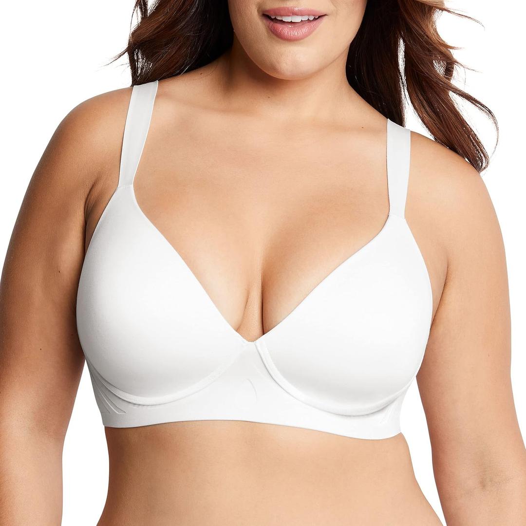 Bali Women's Comfort Revolution Wireless Bra, Soft Touch Wireless Support Bra, Everyday Bras (X-Large, White)