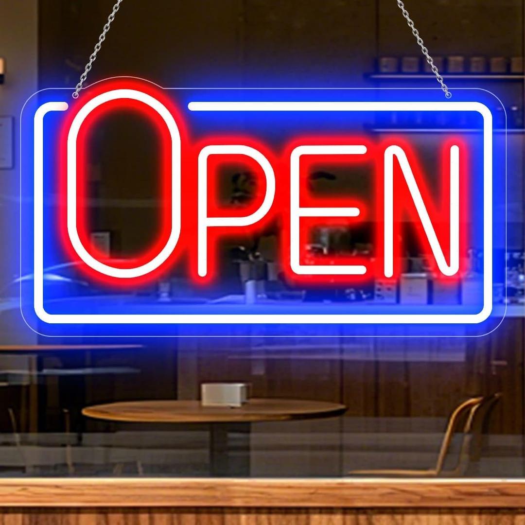 22" X 11.8" Led Neon Open Sign for Business Window, Light up Open Sign for Store Carteles Letreros Para Negocios.