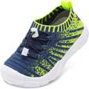 FEETCITY Toddler Slip On Shoes Boys Girls Wide Toddler Tennis Shoes Sports Walking Sneakers (Blue Green)