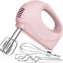 Handmixer Electric Handheld - 5 Speed Portable Kitchen Mixer Electric with 5 Stainless Steel Accessories Whisk, Food Beater for Whipping Mixing Cookies(Pink)