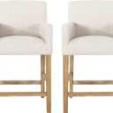 Christopher Knight Home Armga Upholstered 26 inch Counter Stools - Beige/Weathered Natural (Set of 2)