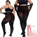 UISLII Plus Size Tights for Women,2 pairs 80D Semi Opaque Tights women,Solid Color Soft High Waist Stockings (3X-Large-4X-Large, Black)