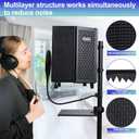 Dmsky Microphone Isolation Shield with Pop Filter & Tripod Stand, Foldable Mic Shield with Triple Sound Insulation, High Density Mic Sound Shield for Recording Studio, Podcasts, Singing, Broadcasting