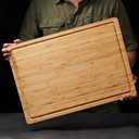 Allsum 24x18" Extra Large Bamboo Cutting Boards for Kitchen, XXL Wood Charcuterie Boards Cheese Serving Tray with Side Handles and Juice Grooves, Solid Durable Reversible