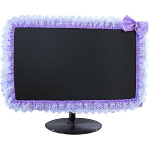 23"-26" Lovely Cute Computer Monitor Cover with Elastic Pen Pocket Bow-knot Laptop TV LCD Screen Monitor Decoration Dust Cover Protector, Purple