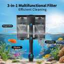 8W Aquarium Filter Hang on U-V Fish Tank Filters Quiet 4 in 1 Double Waterfall Fiter for up to 45 Gallon Tanks, 215 GPH Adjustable Flow