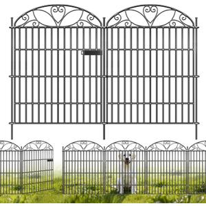 Mars Explo 10 Panels No Dig Decorative Outdoor Garden Fence with Gate, 32 in(H) X 23.6 ft(L) Animal Barrier Fencing, Rustproof Portable Fence, Temporary Dog Fence Outdoor for Yard, Outside, Backyard