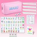 Portable Mahjong Set with 160 Tiles Soft Carrying Case and Rule Cards for Beginners Nice for Travel, Family Gatherings Nights(Modern)