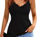 Camisoles for Women Basic Cami Slim-Fit Cotton Undershirt Stretch Spaghetti Strap Tank Top (Small, Black)