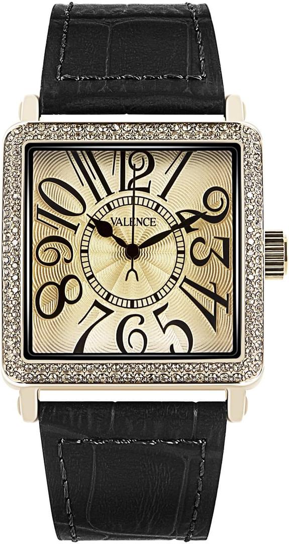Square Face Watches for Women, Vintage Brown Leather Band for Small Wrist, Lady Big Dial Rectangle Retro Watch with Rose Goldn Frame, Dainty Decoration for Anniversary, Business, Outdoor Fastival