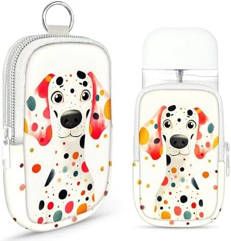 Energymax Hand Sanitizer Spray Case, Compatible with Touchland Hand Sanitizer Mist Spray, Portable Mini Pouch, Fashion Accessory Keychain with Snap Hook 1FL. OZ., Spotted Dog, 2 Pack